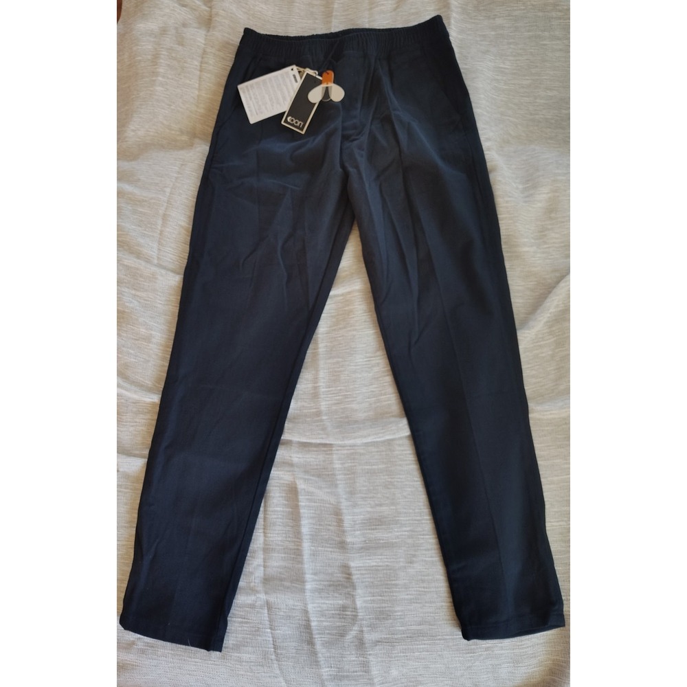 KOON Mens Drawstring Pants US 34 NWT Navy Blue Quality Classic Tapered Trousers